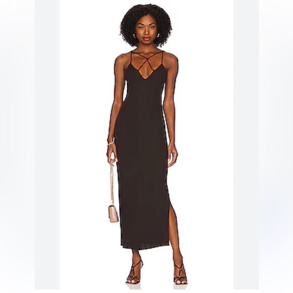 NWT Frame Delicate Knot Midi Dress XL Chocolate Brown Revolve - Picture 1 of 16